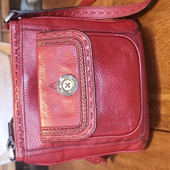 Brighton Red Crossbody Bag with Textured Leather - Picture 2 of 16